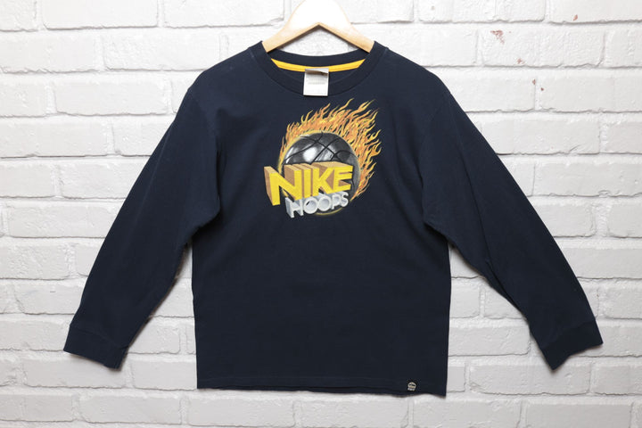 2000s Vintage Nike Hoops LS YOUTH T Shirt Size Large