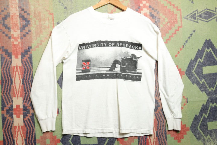 University of Nebraska Blow You away Vintage T Shirt Medium 90s