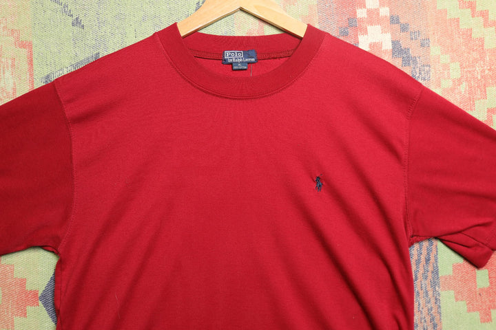 Polo Ralph Lauren Vintage Blank Red T Shirt 90s XL
