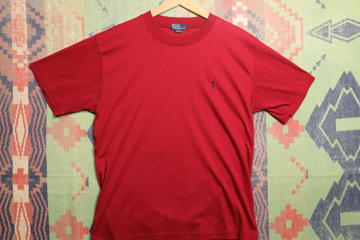 Polo Ralph Lauren Vintage Blank Red T Shirt 90s XL
