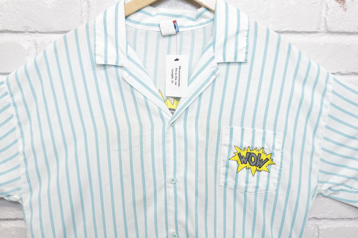 Wow Surfing Vintage Striped  Shirt Large 90s
