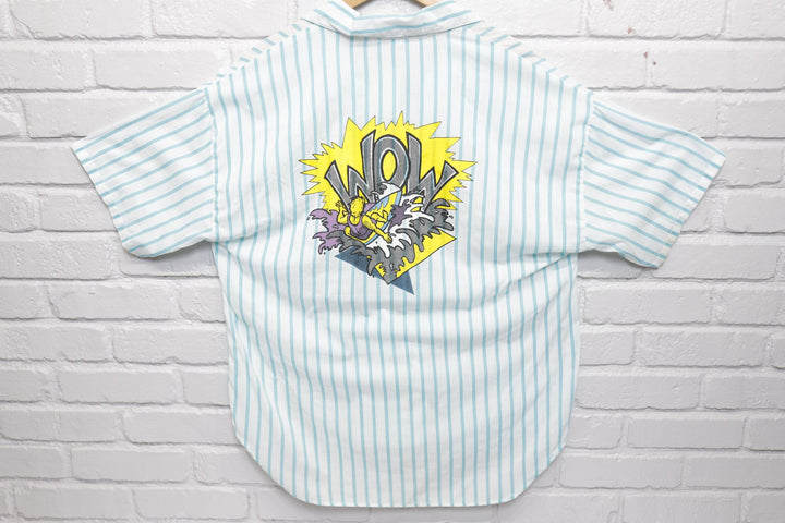 Wow Surfing Vintage Striped  Shirt Large 90s
