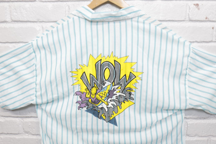 Wow Surfing Vintage Striped  Shirt Large 90s