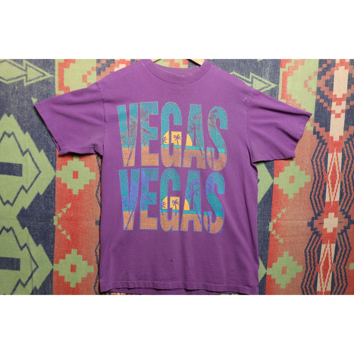 Vegas Vintage Purple T Shirt Large 90s