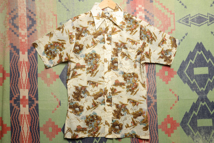Bardon Inc Picnic Pattern Vintage Shirt Small 80s