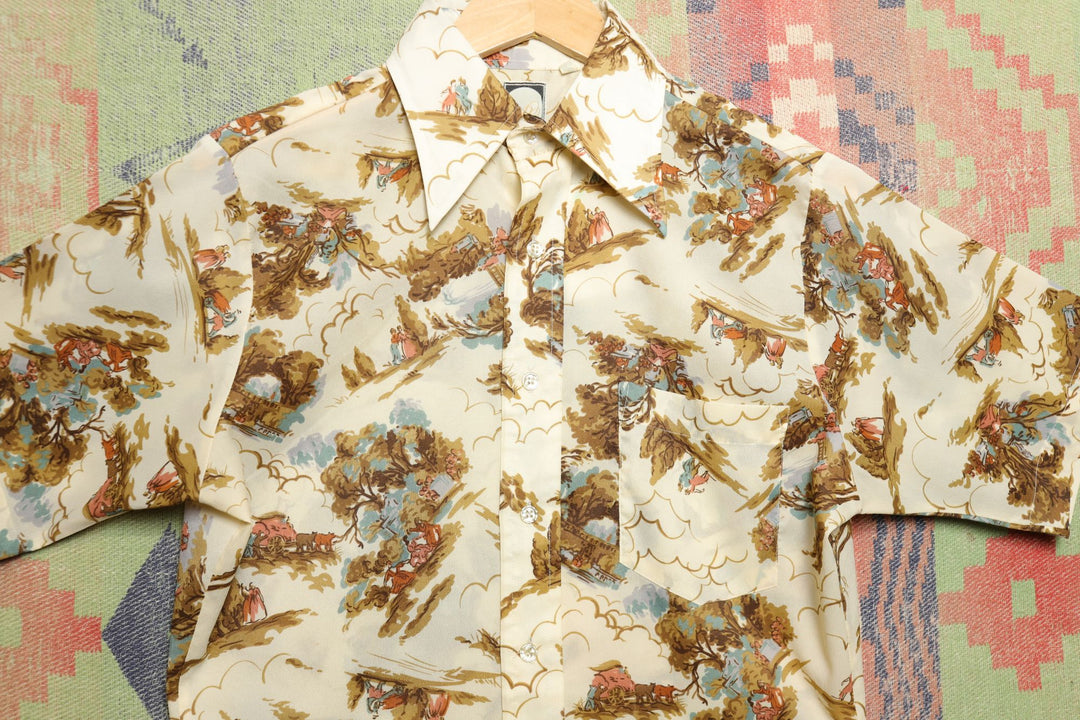 Bardon Inc Picnic Pattern Vintage Shirt Small 80s