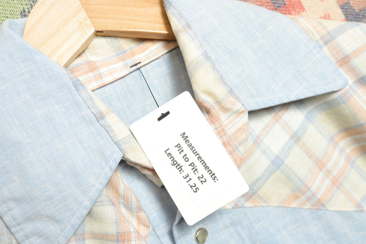 Home Made Vintage Plaid Yoke Pearl Snap Shirt 80s Large
