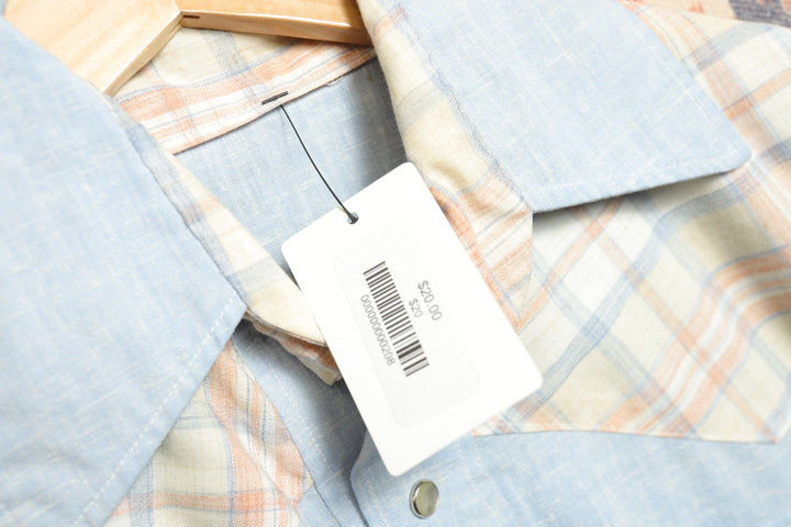 Home Made Vintage Plaid Yoke Pearl Snap Shirt 80s Large
