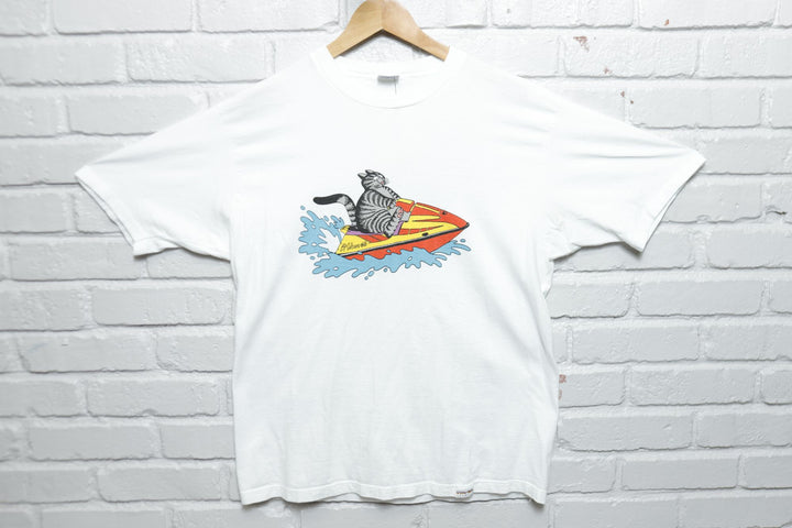 Kliban Cat Jet Ski Vintage Crazy Shirts T Shirt Large 90s