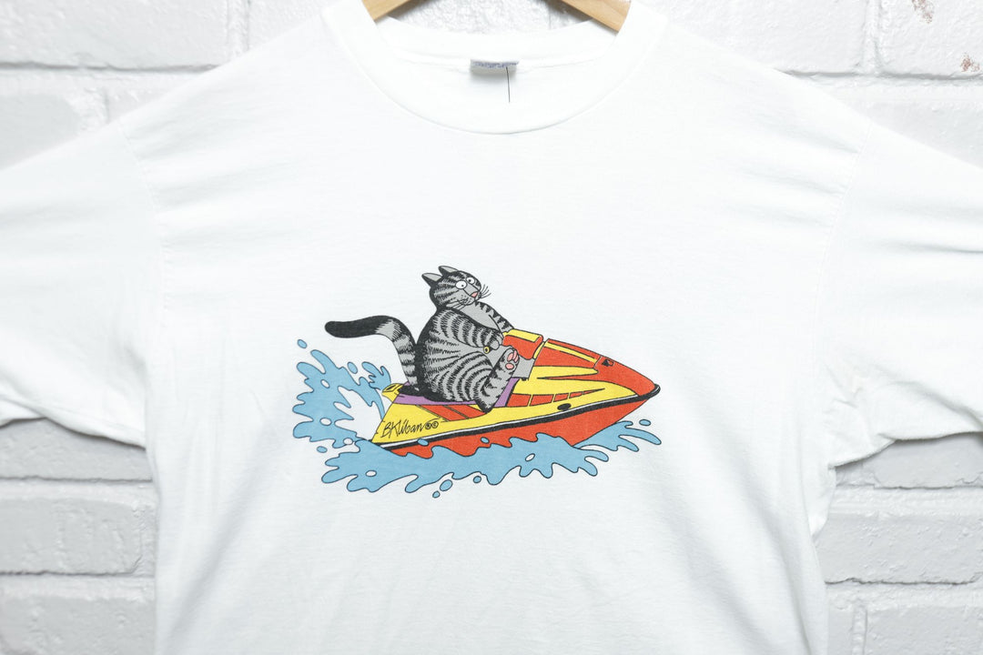 Kliban Cat Jet Ski Vintage Crazy Shirts T Shirt Large 90s