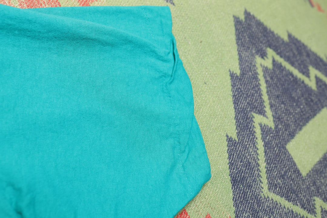 Fruit of the Loom Vintage Teal Blank T Shirt 80s XL