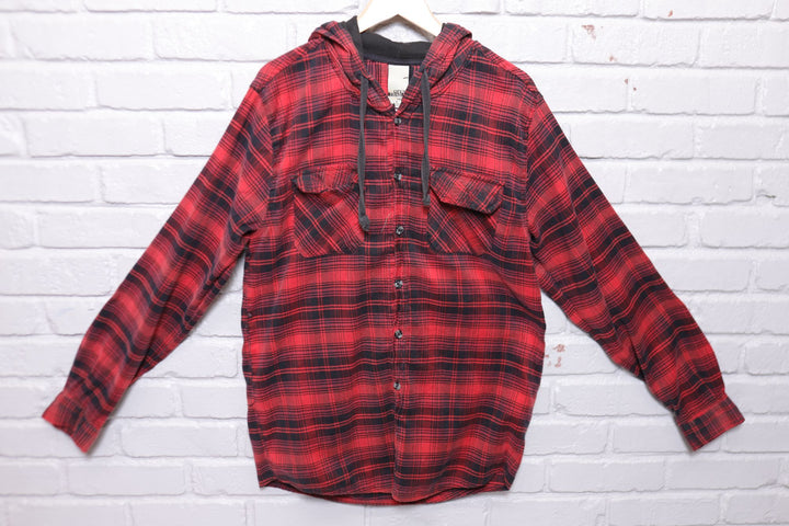 Open Trails Vintage  Plaid Hoodie Shirt Large 2000s
