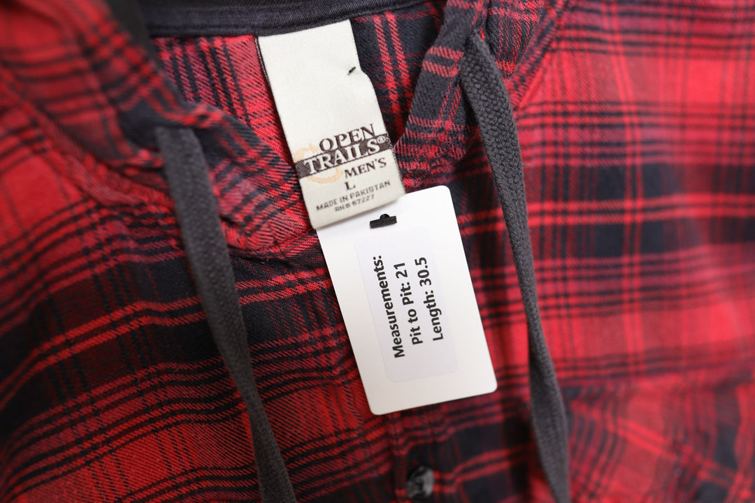 Open Trails Vintage  Plaid Hoodie Shirt Large 2000s