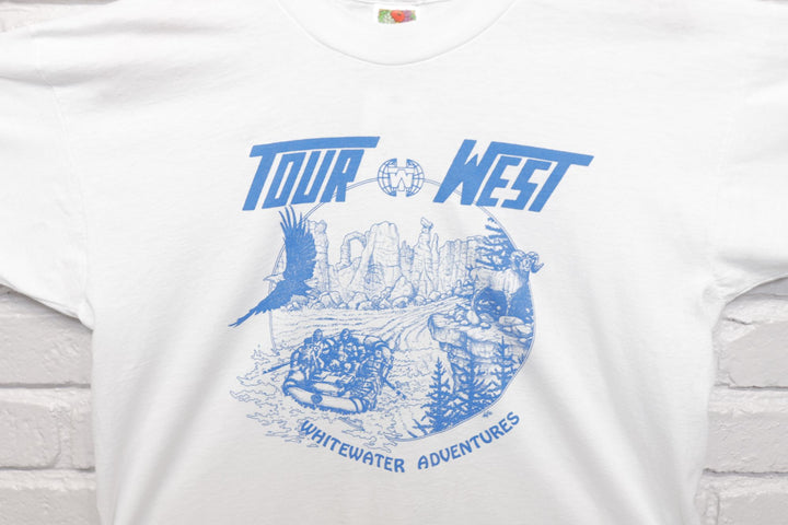 Tour West Vintage Whitewater Rafting T Shirt 90s Large