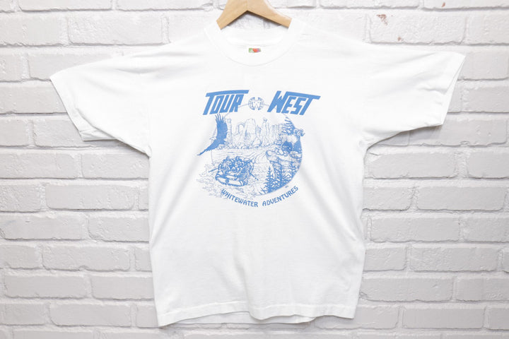 Tour West Vintage Whitewater Rafting T Shirt 90s Large