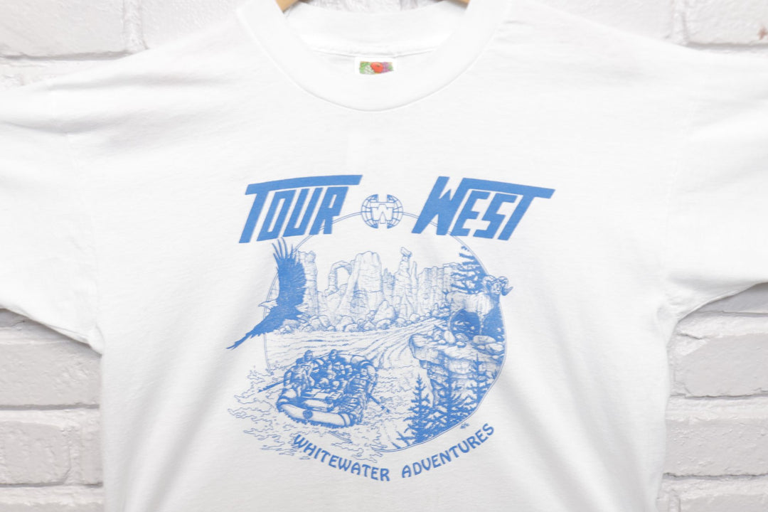 Tour West Vintage Whitewater Rafting T Shirt 90s Large