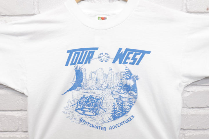Tour West Vintage Whitewater Rafting T Shirt 90s Large