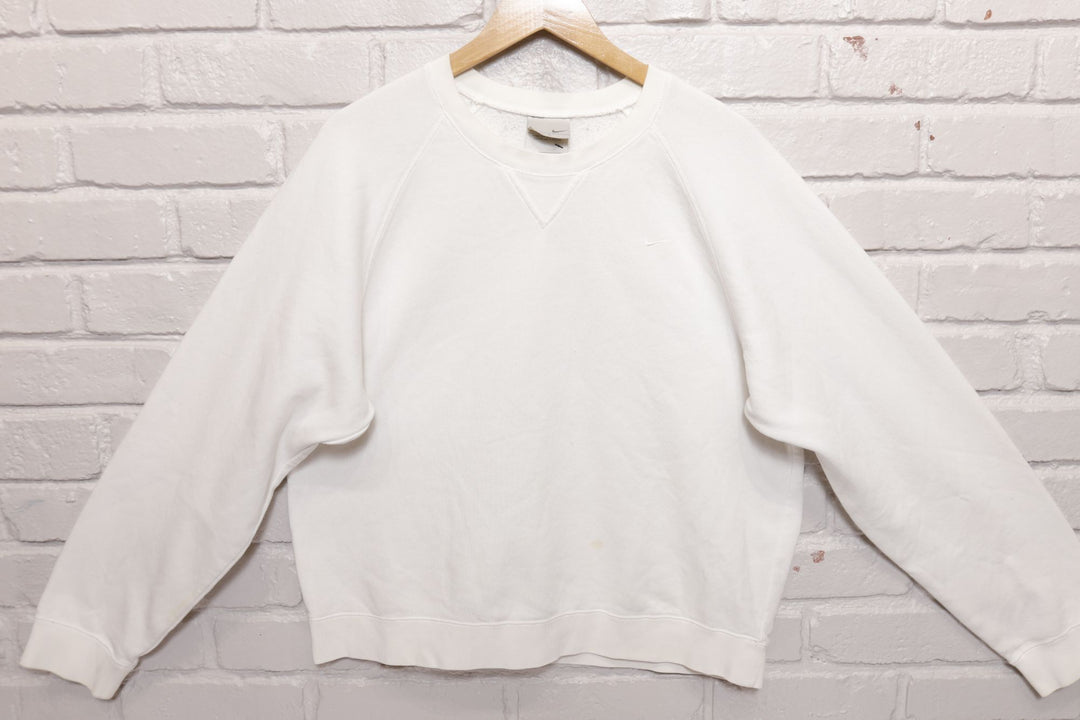 Nike Tonal Vintage White Sweatshirt 2000s YOUTH Large