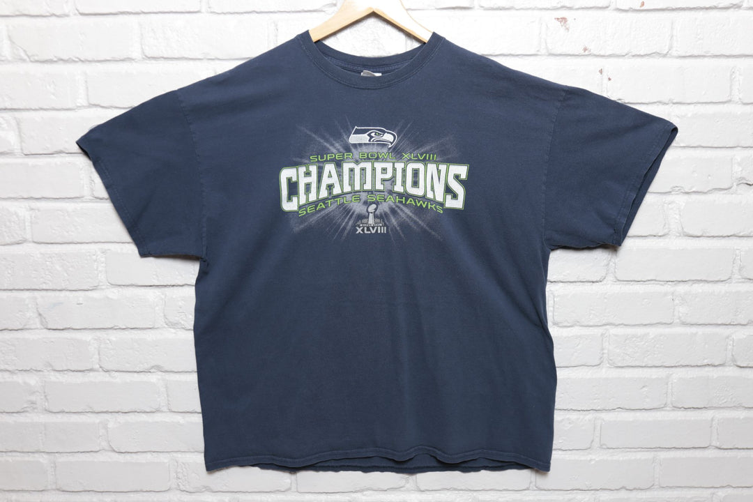 2014 Seattle Seahawks Superbowl XLVIII Champs T Shirt Size XXL