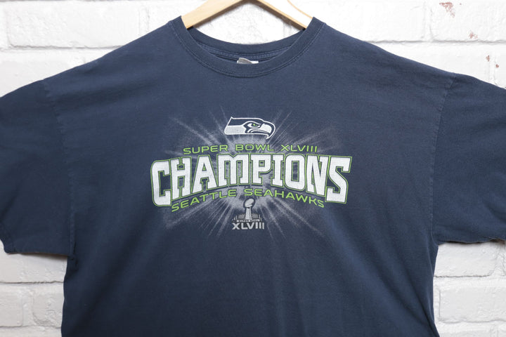 2014 Seattle Seahawks Superbowl XLVIII Champs T Shirt Size XXL