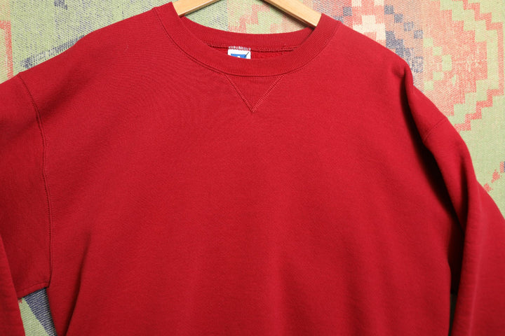 Russell Athletic Vintage Blank Red Sweatshirt 90s Large