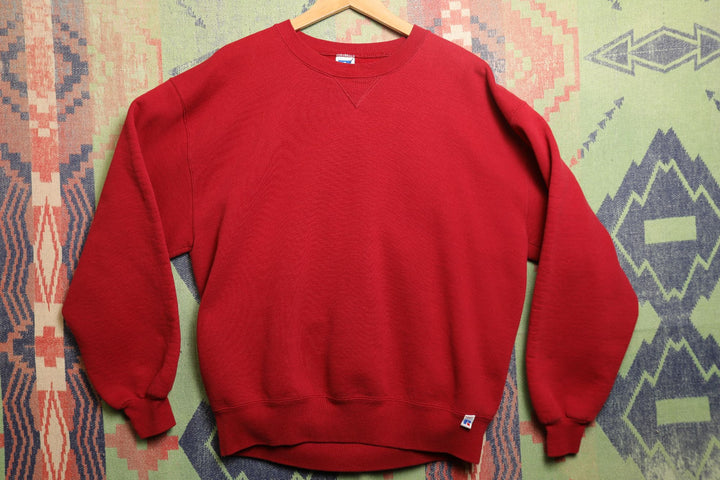 Russell Athletic Vintage Blank Red Sweatshirt 90s Large