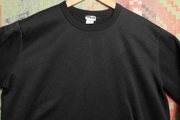 Layer One Vintage Blank Black Sweatshirt 80s XL
