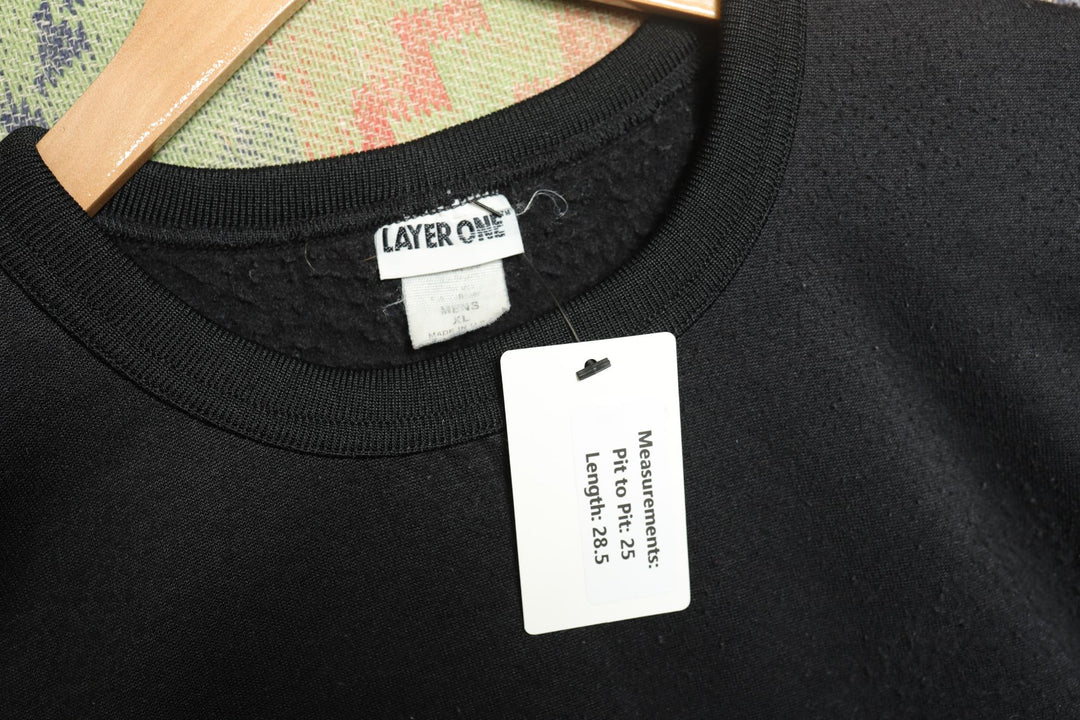 Layer One Vintage Blank Black Sweatshirt 80s XL