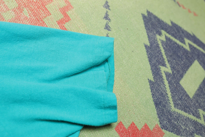 Hanes Beefy Vintage Teal Blank T Shirt 80s Large