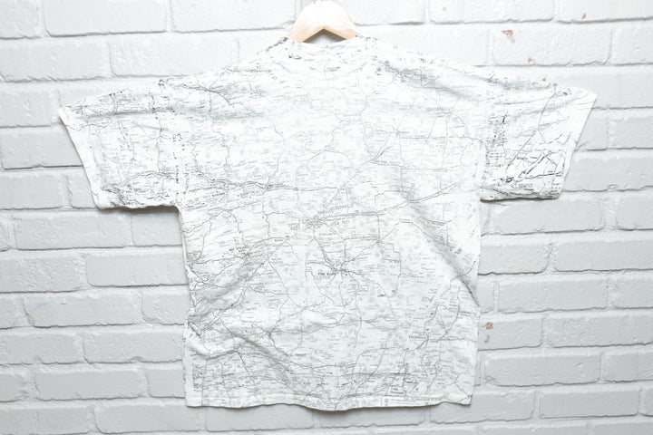 Arkansas Map Vintage All over Print T Shirt XL 90s