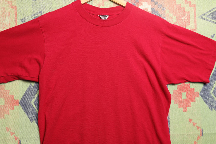 Jockey Crew Vintage Blank Red T Shirt 90s Medium
