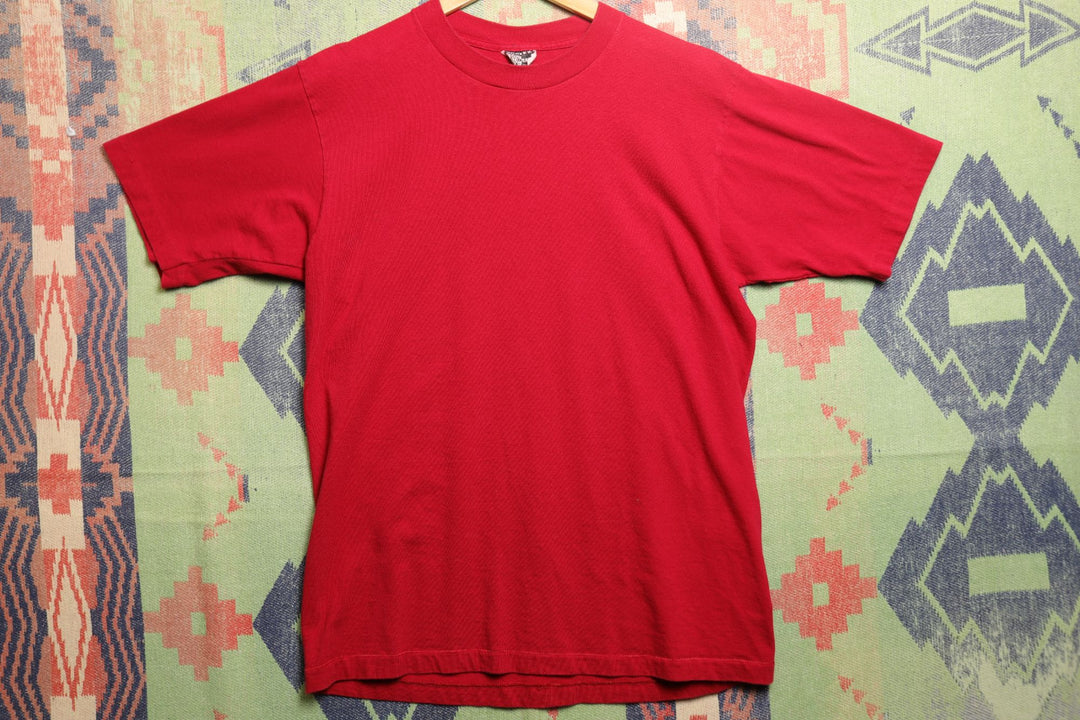 Jockey Crew Vintage Blank Red T Shirt 90s Medium