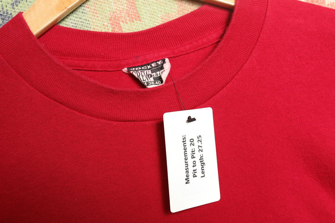 Jockey Crew Vintage Blank Red T Shirt 90s Medium
