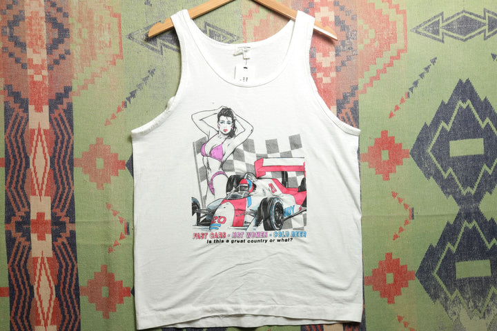 Fast Cars Hot Women Vintage Tank Top Medium 90s