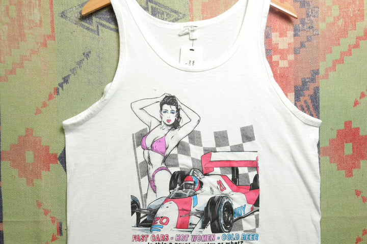 Fast Cars Hot Women Vintage Tank Top Medium 90s