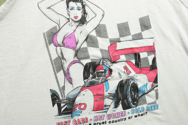 Fast Cars Hot Women Vintage Tank Top Medium 90s