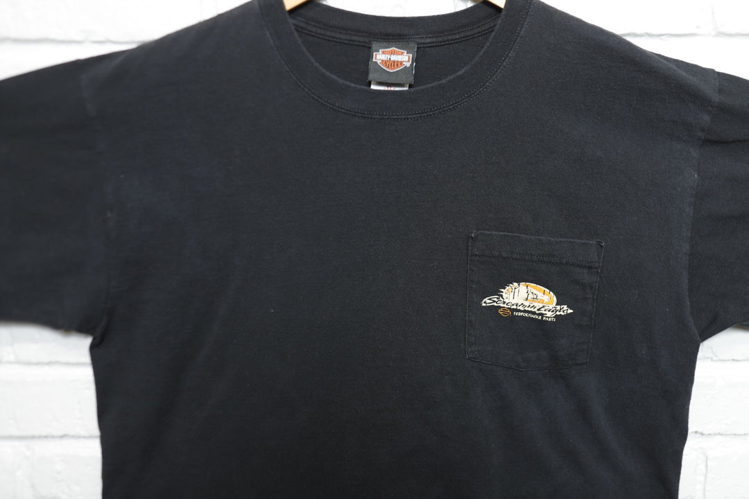 Harley Davidson Vintage Ride Hard Skull T Shirt 2000s XL