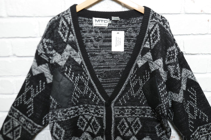 MTO International Vintage Geometric Cardigan Sweater 80s XL