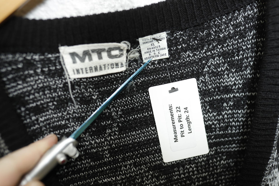 MTO International Vintage Geometric Cardigan Sweater 80s XL