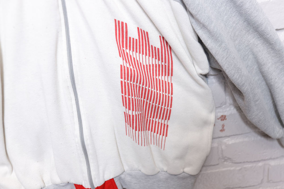 Nike Gray and Red Vintage Fleece Jacket Large 90s