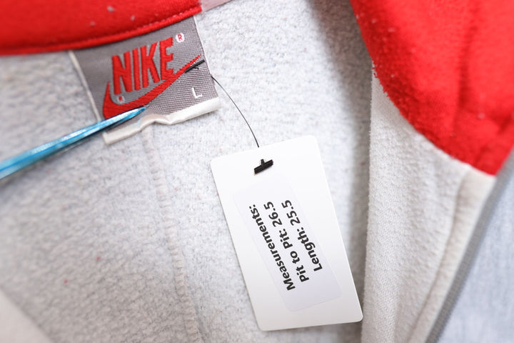 Nike Gray and Red Vintage Fleece Jacket Large 90s