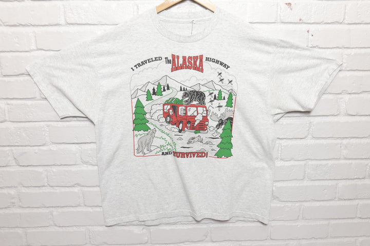 90s Vintage The Alaska Highway T Shirt Size XL