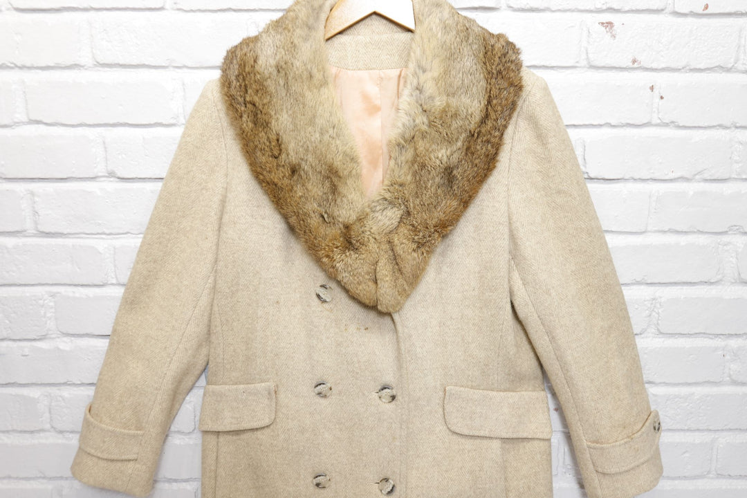 Sears Rabbit Fur Collar Vintage Jacket Large 70s