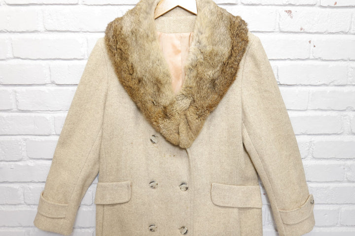 Sears Rabbit Fur Collar Vintage Jacket Large 70s
