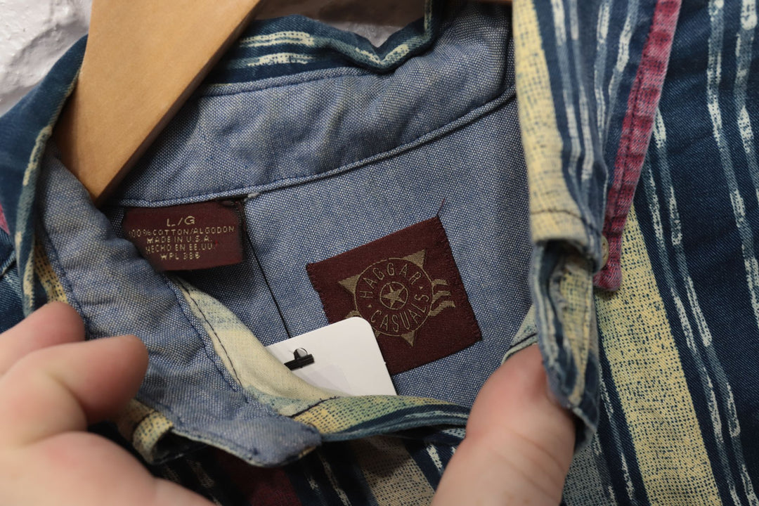 Haggar Striped Vintage Shirt Large 90s