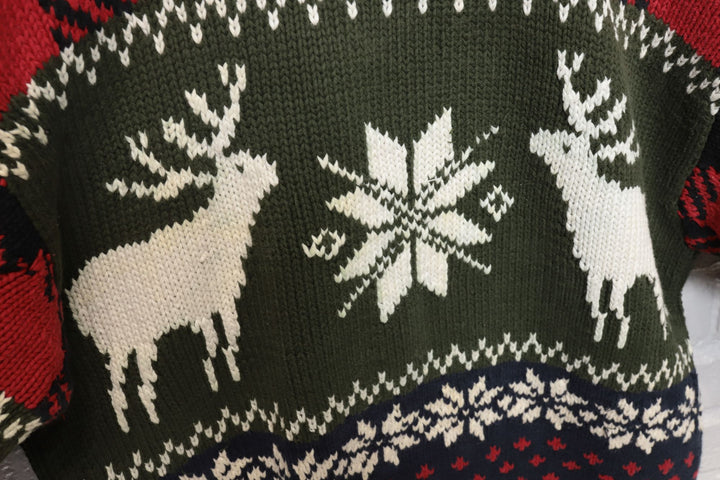 90s Vintage Tommy Hilfiger Snowflake Deer Sweater Size Large
