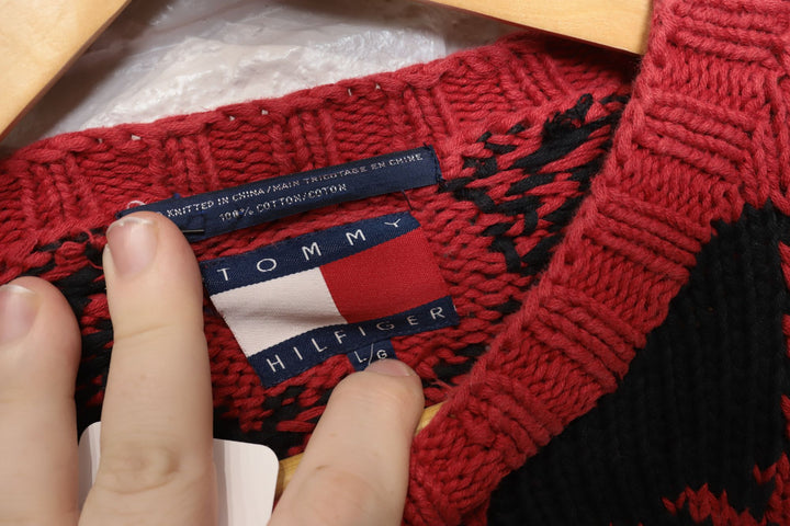 90s Vintage Tommy Hilfiger Snowflake Deer Sweater Size Large
