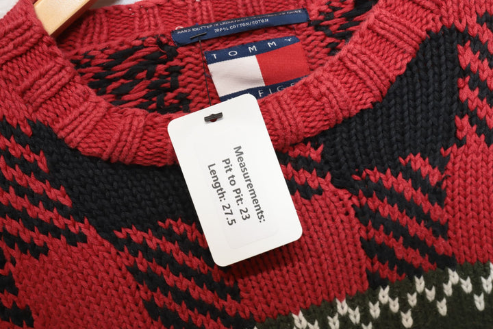 90s Vintage Tommy Hilfiger Snowflake Deer Sweater Size Large