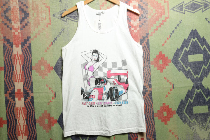 Fast Cars Hot Women Vintage Tank Top Small 90s