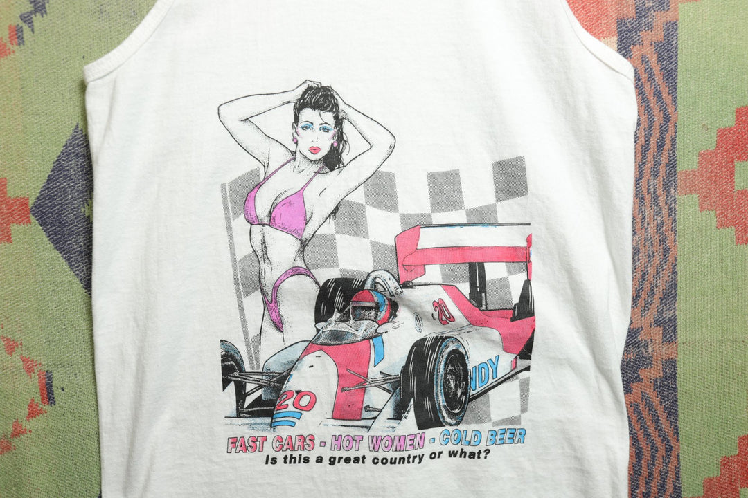 Fast Cars Hot Women Vintage Tank Top Small 90s